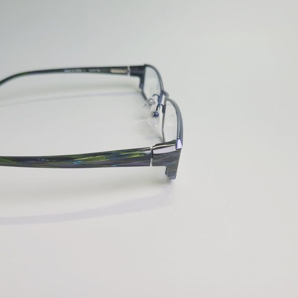 O&X NY OT-208U Titanium eyeglasses green blue stripe full frame 53-18 136 C7 - Picture 7 of 13